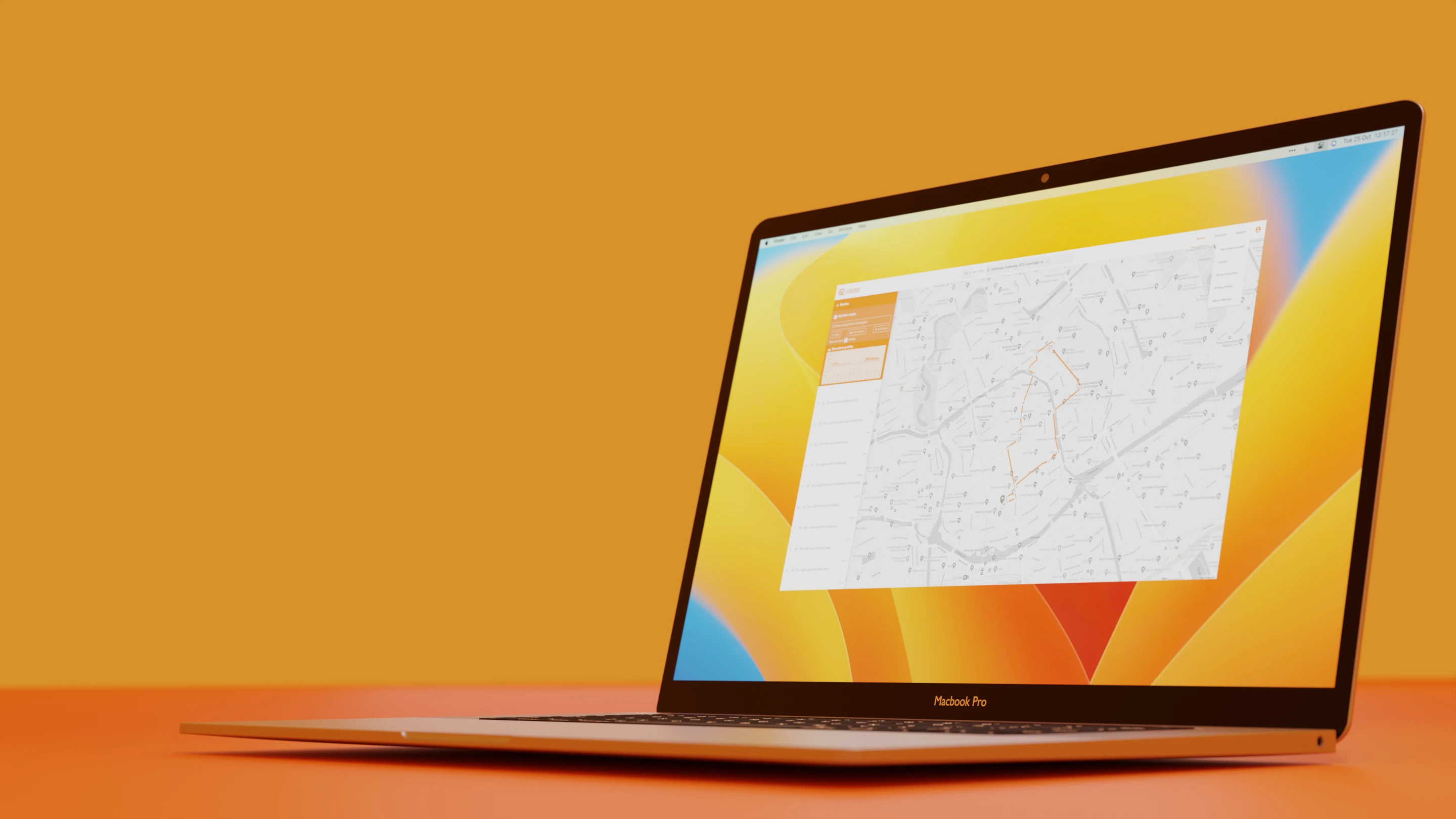 eRoutes page on a macbook